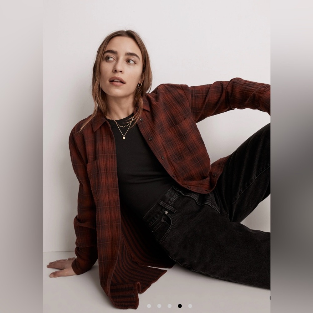 Madewell Plaid Jacket in Red and Black